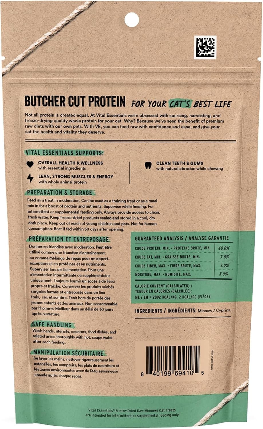 Vital Essentials Minnows Cat Treats, 1 oz | Freeze-Dried Raw | Single Ingredient | Grain Free, Gluten Free, Filler Free