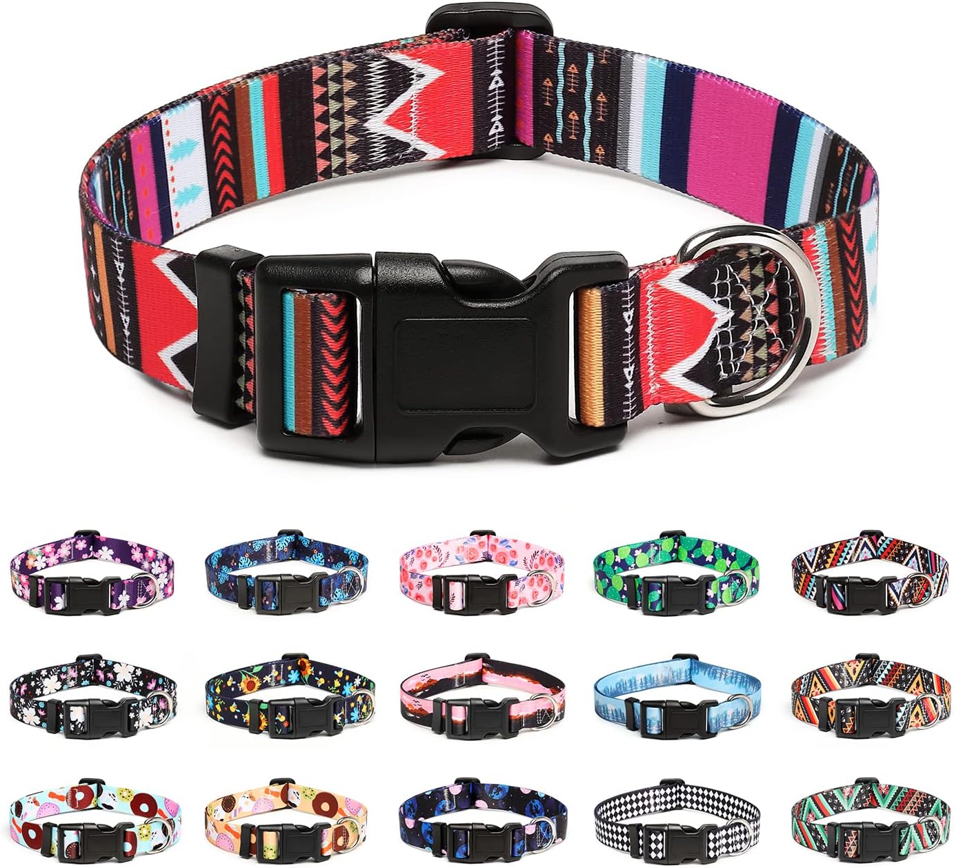 Mercano Adjustable Dog Collar - Special Design Patterns, Soft Nylon Comfortable Durable Pet Collar for Small Medium Large Dogs (XS, Tribal Pink)
