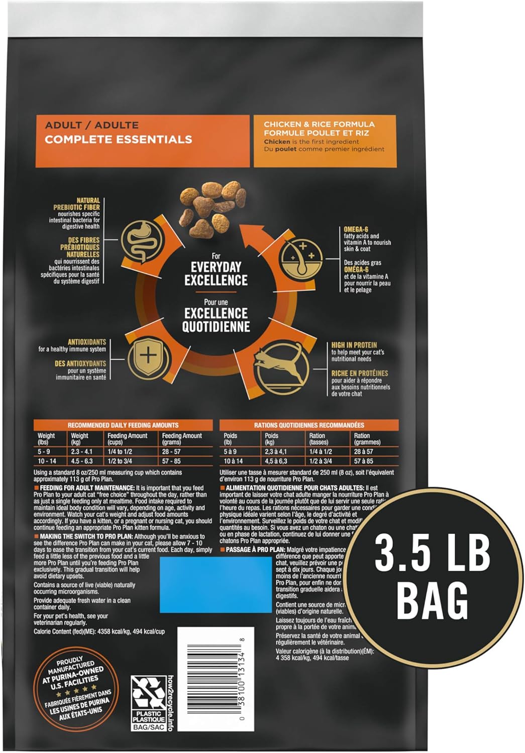 Purina Pro Plan High Protein Cat Food With Probiotics for Cats, Chicken and Rice Formula - 3.5 lb. Bag