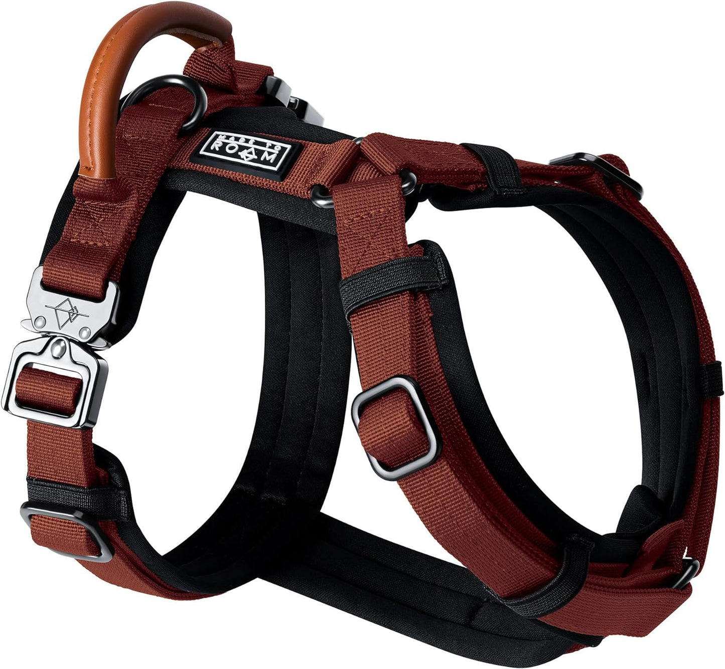 MADE TO ROAM Premium Explorer Harness - Y-Shaped Dog Harness with Adjustable Durable Nylon, Soft Padding, Metal Buckles and Leather Handle for Small, Medium, Large Dogs (Arizona Heartbeat, Size 2)