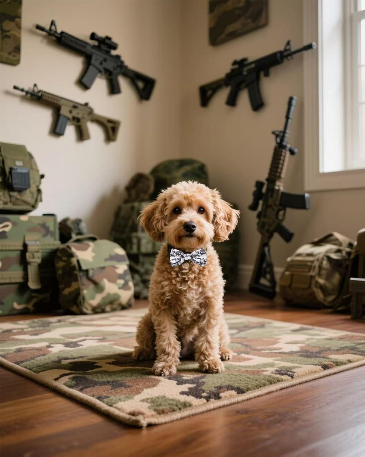 PET SHOW 10 Pack Camo Small Dog Bow Ties Sliding Collar Attachments Puppy Cats Colorful Camouflage Bowties for Medium Dogs Classic Bowknots Party Holiday Pet Grooming Accessories(Small)