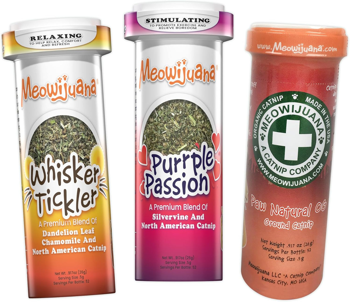 Meowijuana Purrple Passion Cat Nip - Premium Organic Blend of Catnip for Cats & Silvervine, Stimulates Playful Behavior, 26g, Natural Wellness Gift for Cat Lovers