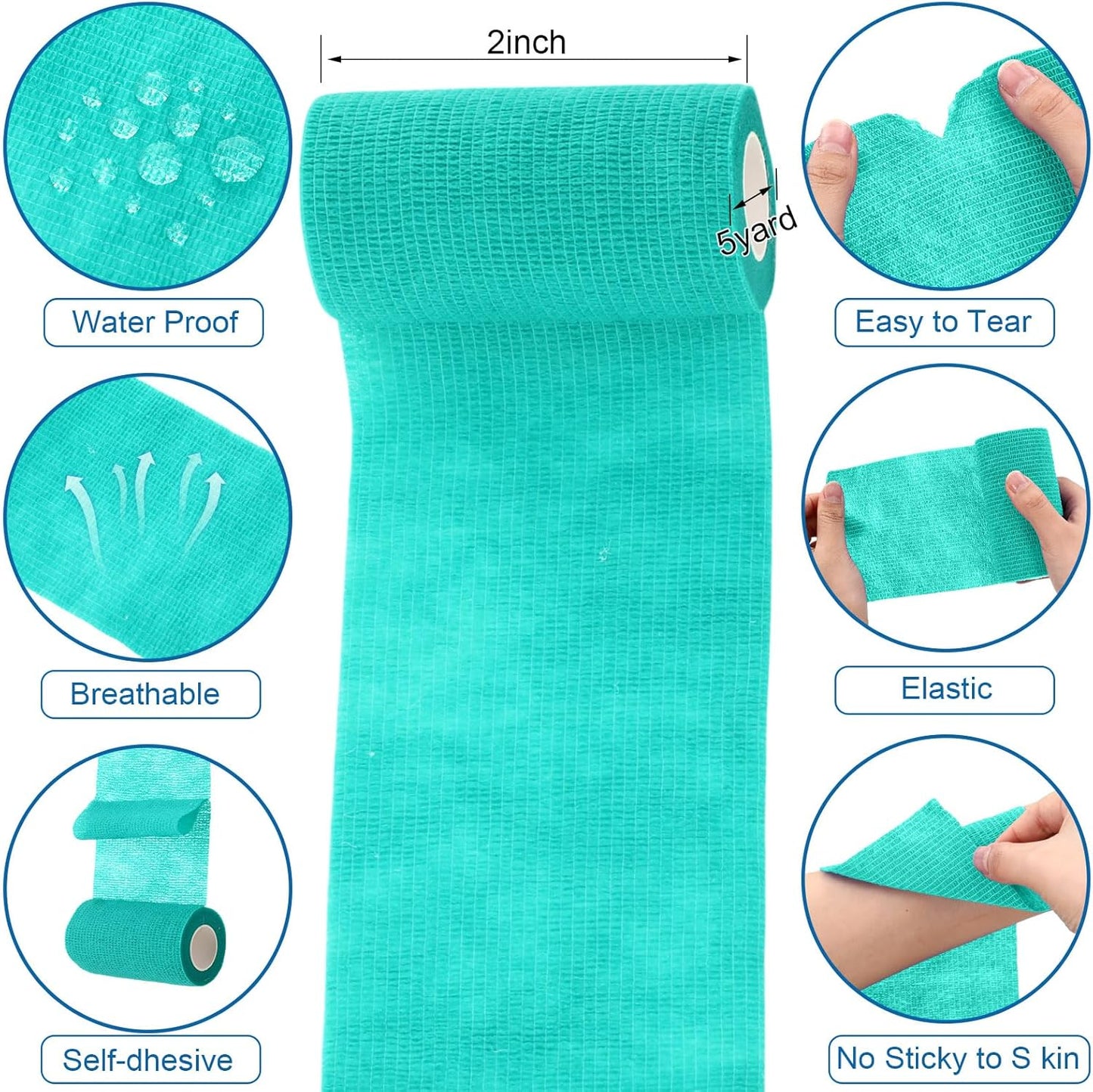 Treela 36 Pcs Self Adherent Bandage 4" X 5 Yard Wrap Breathable Cohesive Bandage Elastic Adhesive Tape for Stretch Athletic Sports Wrist Ankle(Assorted Color)