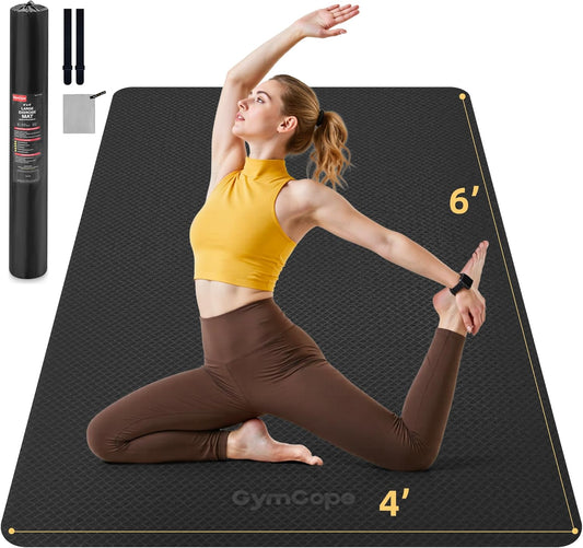 Extra Large Yoga Mat - 72"x35", 72"x48", 78"x57" - Wide TPE Exercise Mat for Home, Stretching, Couples & Family Workouts - 6-12mm Thick, Non-Slip & Waterproof - with Carry Bag and Straps