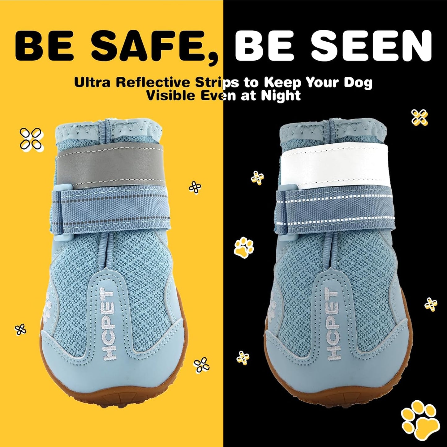 Hcpet Dog Shoes, Dog Boots for Large Dogs, Breathable Dog Booties Paw Protector for Summer Hot Pavement, Winter Snowy Day, Outdoor Walking, Indoor Hardfloors Anti Slip Sole Blue Size 7