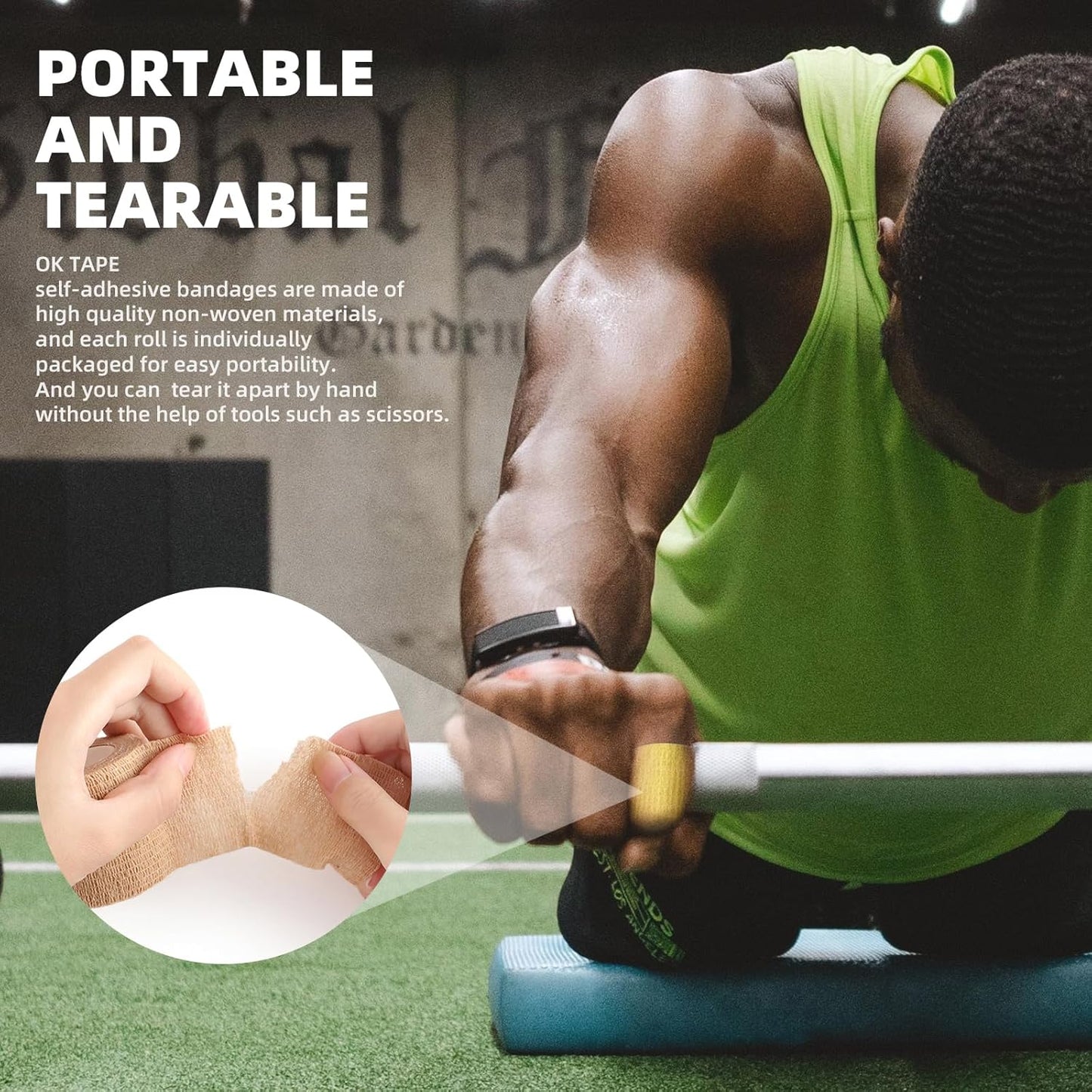 OK TAPE Self Adherent Cohesive Bandages Wrap - 12Packs, 3" x 5 Yards, Non-Woven Self Adhesive Bandage Wrap for Thumb, Finger, Wrist, Ankle, Vet Wrap Bandages Tape (Mixed Colors)