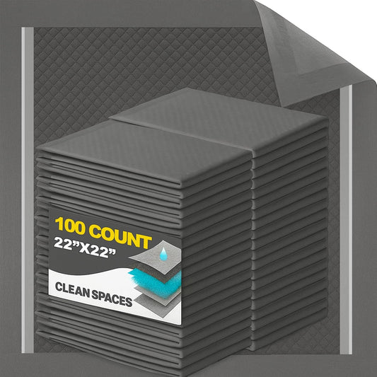 Charcoal Puppy Pads 100 Count, Disposable Pee Pads for Dogs / Wee Wee Pads / Potty Training Pads, Underpads with Activated Carbon to Eliminate Odor, 22"x22"