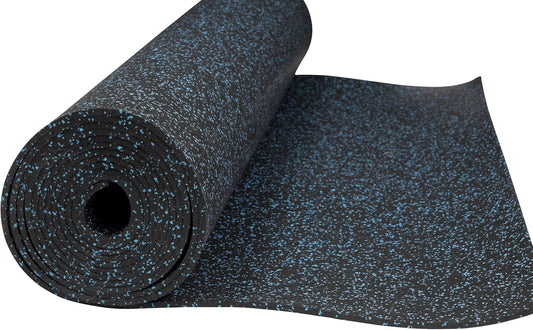 Playsafer Genaflex Rubber Gym Floor Mat, Heavy Duty Commercial Protective Gym Flooring Roll - 8mm Thick (10% Blue, 4' X 10')