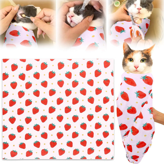 XANGNIER Cat Wrap for Grooming,Cat Restraint Wrap for Cutting Nails,Fabric Burrito Wrap for Nail Clipping, Anti-Scratch, Anti-Escape,Multifunctional Swaddle Wrap Pet Tool (20.8 x 20.8 Inch)