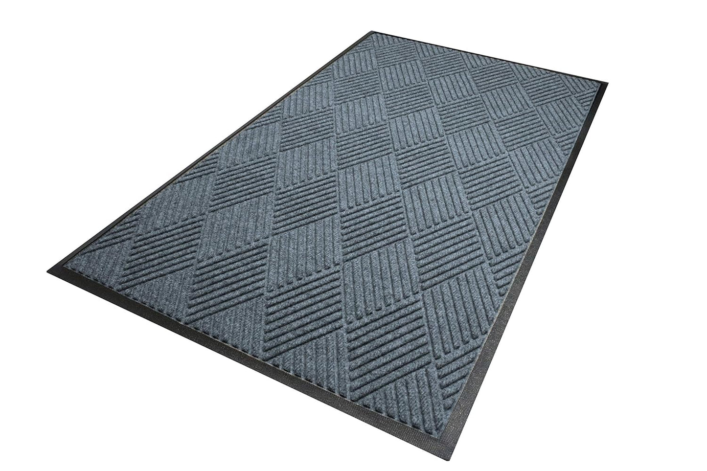 M+A Matting WaterHog Diamond | Commercial-Grade Entrance Mat with Rubber Border – Indoor/Outdoor, Quick Drying, Stain Resistant Door Mat (Bluestone, 3' x 5')