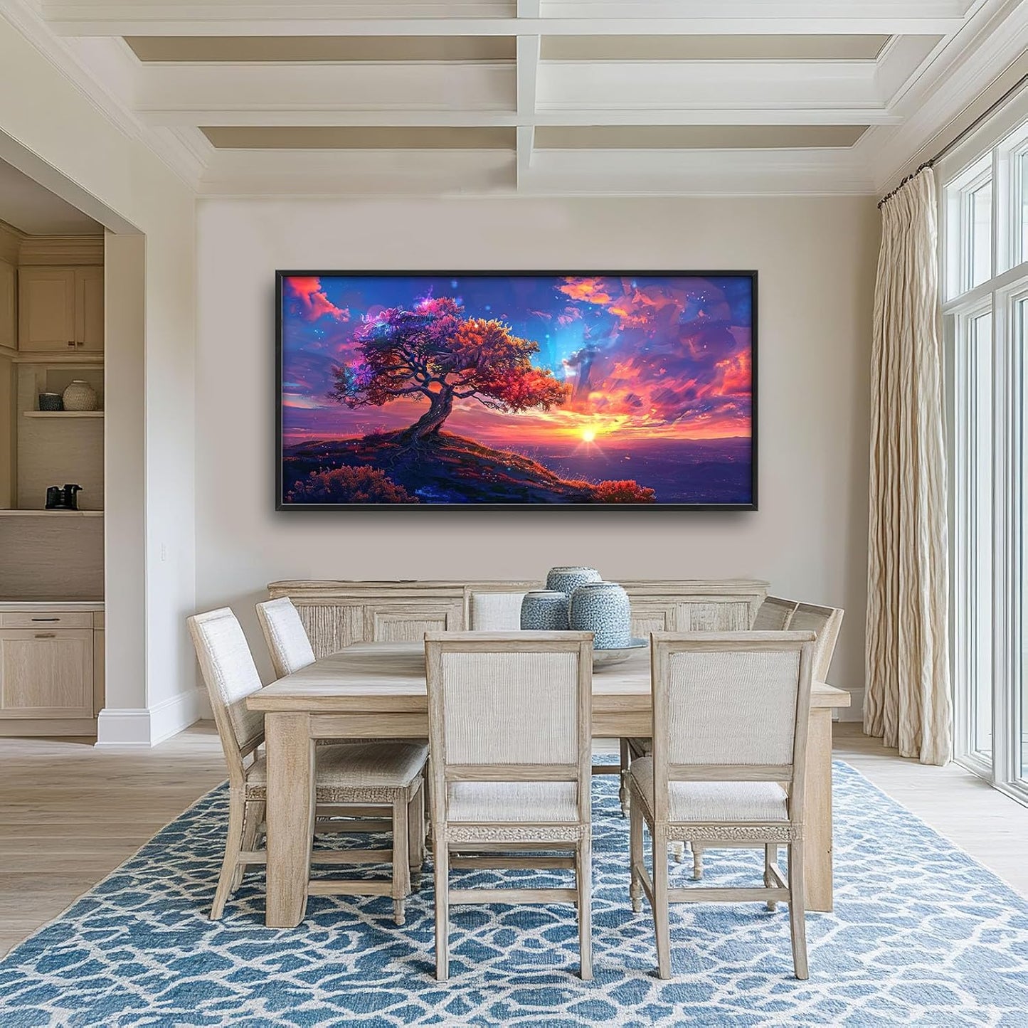 Quorin Tree Large Wall Art Sunset Mountain Landscape Pictures Red Tree of Life Wall Decor Nature Canvas Print Painting Artwork for Bathroom Living Room Bedroom 60L x 30W