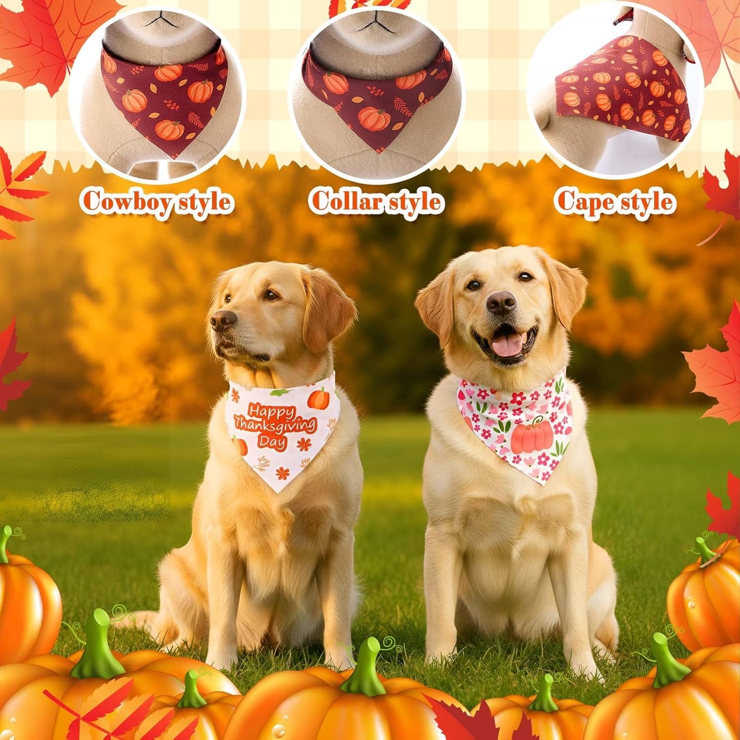72 Pcs Fall Dog Bandanas Bulk Thanksgiving Triangle Scarf Cat Bibs Autumn Puppy Scarf Pet Bandanas for Puppy Cat Birthday Party Costume