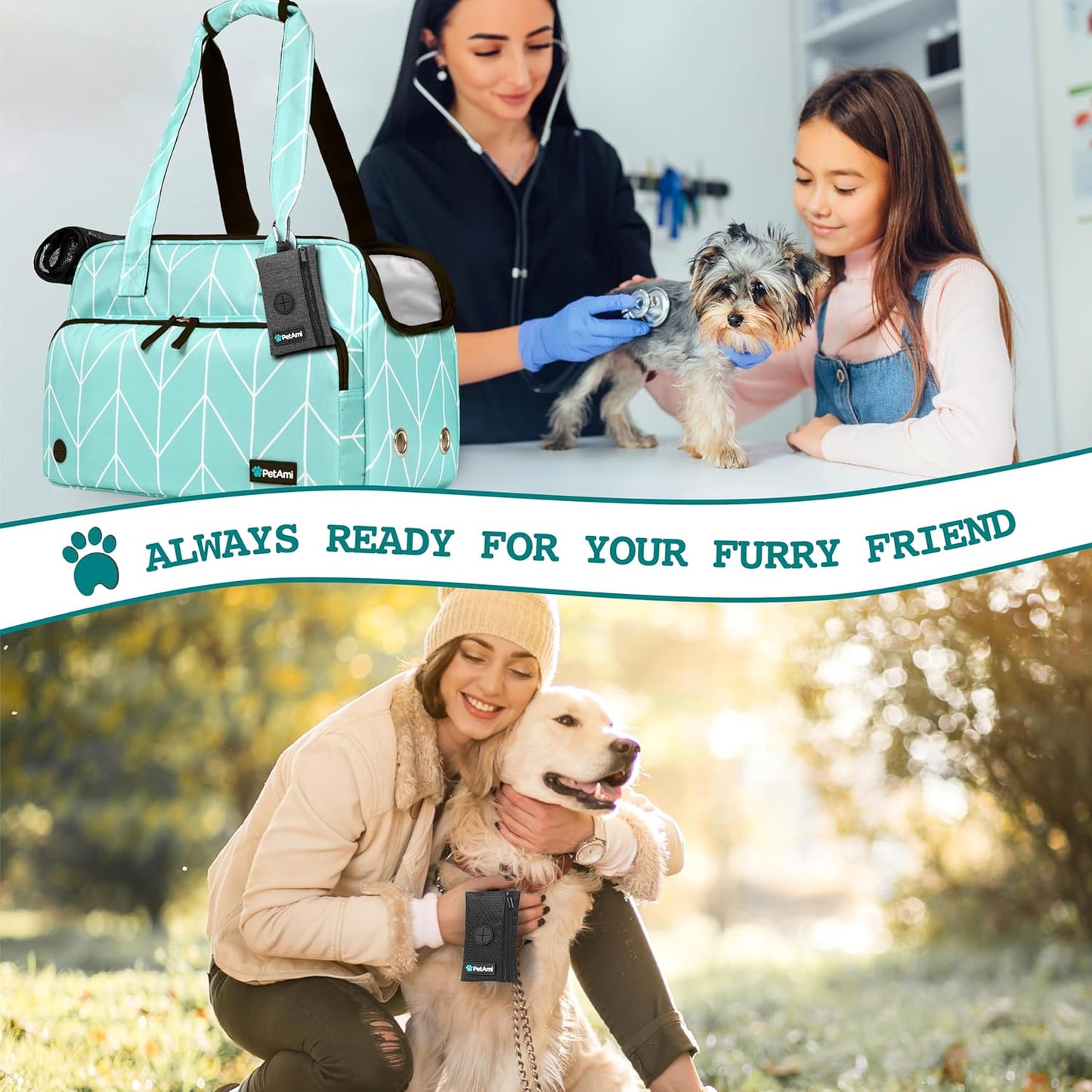 PetAmi Dog Poop Bag Holder for Leash, Dog Waste Bag Dispenser with Clip, Treat Pouch, Walking & Camping Accessories with Trash Bag Roll, Gray/Black 2 Pack