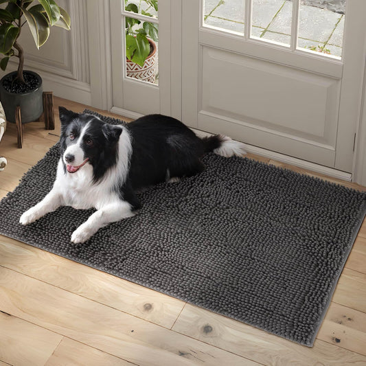 Dog Door Mat Indoor Entrance, 60" x 30" Absorbent Quick-Drying Mud Rugs, Non-Slip Door Rugs for Entryway Indoor Washable, Soft Chenille Dog Mat for Muddy Paws