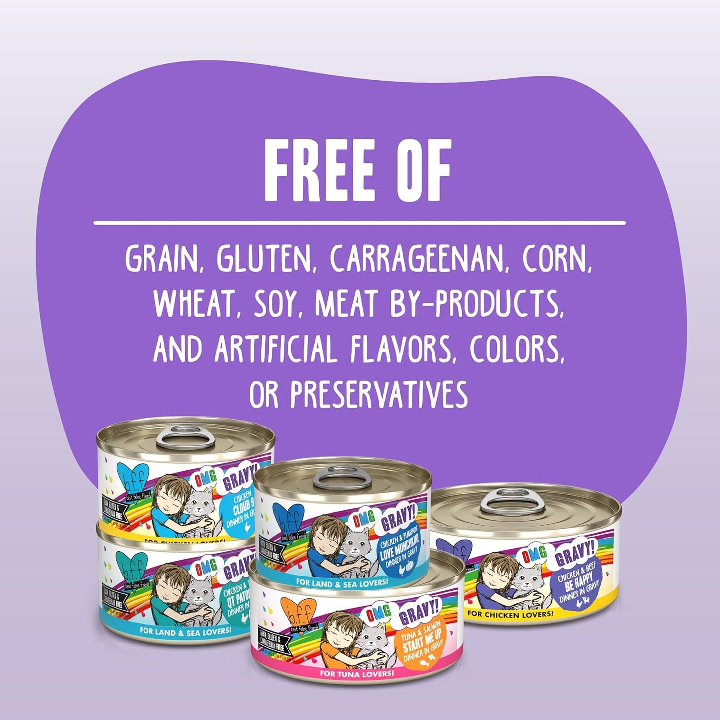 Weruva B.F.F. OMG - Best Feline Friend Oh My Gravy!, Tuna & Duck Dilly Dally with Tuna & Duck, 5.5oz Can (Pack of 8)