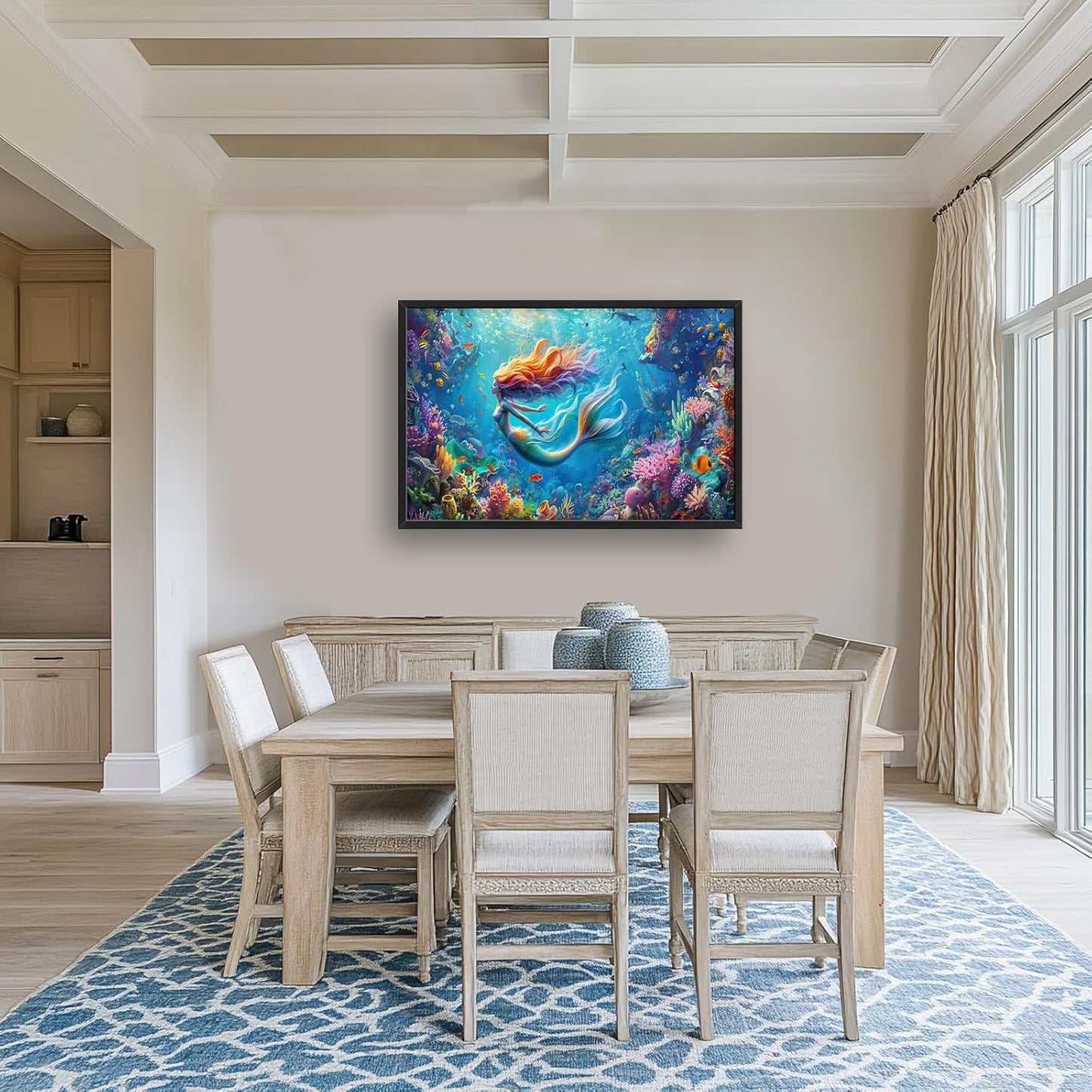 Quorin Mermaid Large Wall Art Sea Ocean Mermaid Pictures Colorful Undersea Wall Decor Canvas Print Painting Artwork for Bathroom Living Room Bedroom 36L x 24W