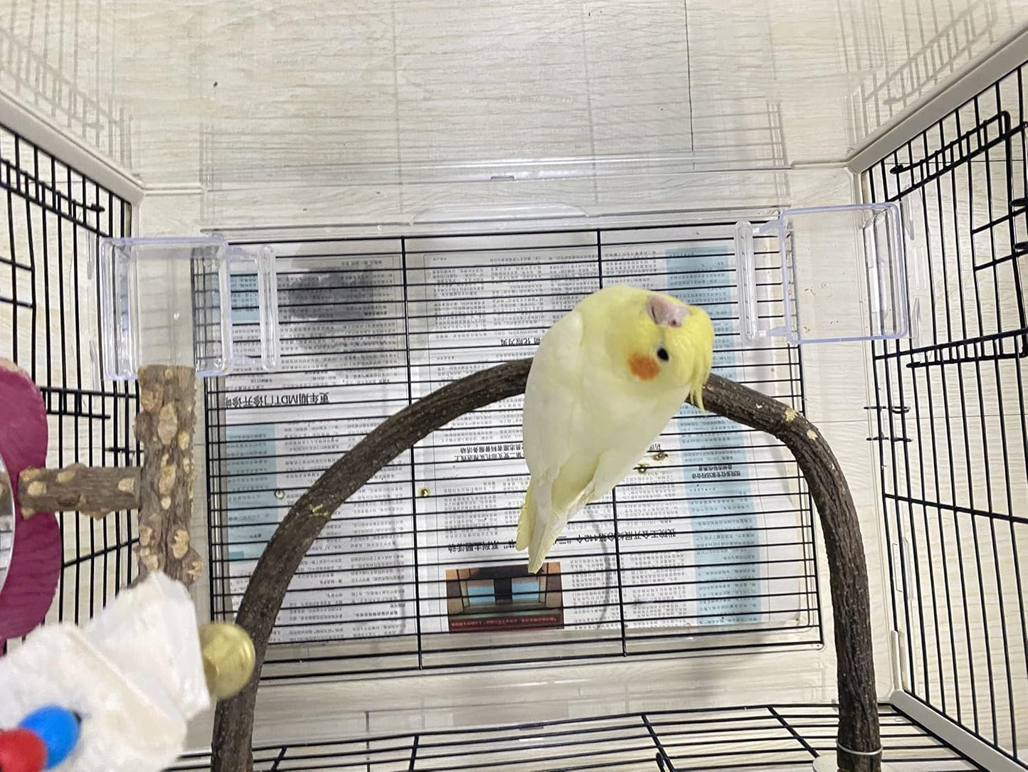 Parrot Perch Stand Bird Cage Stand Pole Natural Wild Grape Stick Grinding Paw Cage Accessories for Parakeet Cockatiels Budgies Conure Lovebirds Platform (U-Shaped)