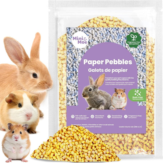 mini&moe Rabbit Bedding Guinea Pig Bedding Paper Pellet Bedding: Odor Control & Moisture Absorbent Natural Paper Pellet Bedding - for Small Animal Guinea Pigs, Rabbits,Hamsters Bedding 3.96lb
