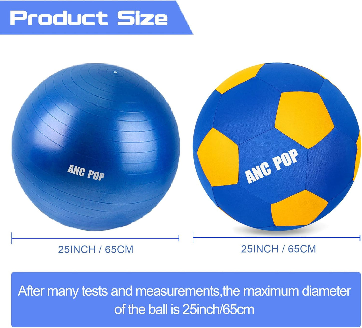 Herding Ball for Dogs Horse Ball & Cover 25" for Horses Large with Hand Pump for Play, Blue and Yellow