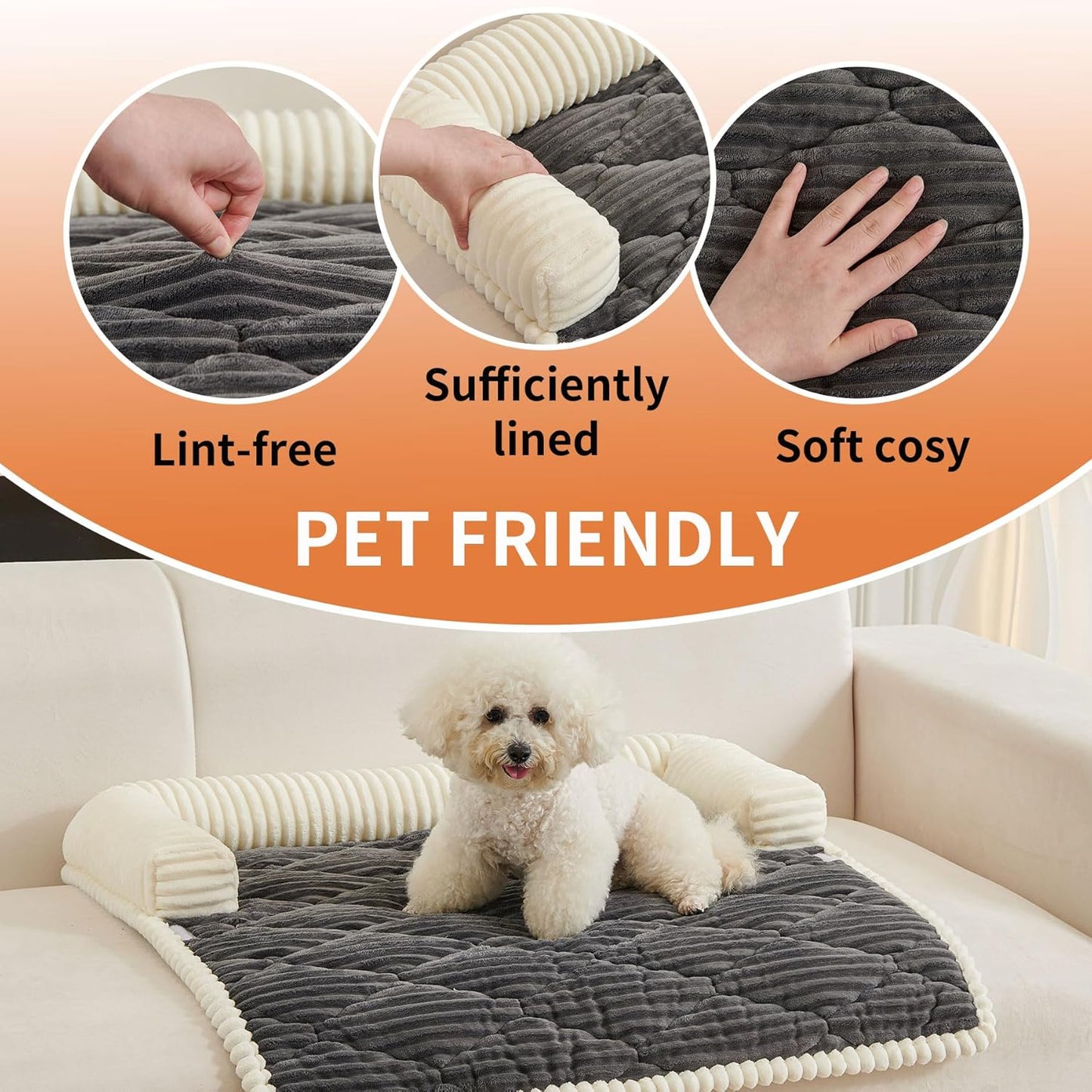 HAOMAIJIA Dog Couch Bed for Large Dogs, Non Slip Pet Couch Covers for Sofa Thick Soft Washable Dog Couch Cover Protector All Seasons Universal Dogs and Cats Bed Mat (Grey, Large)
