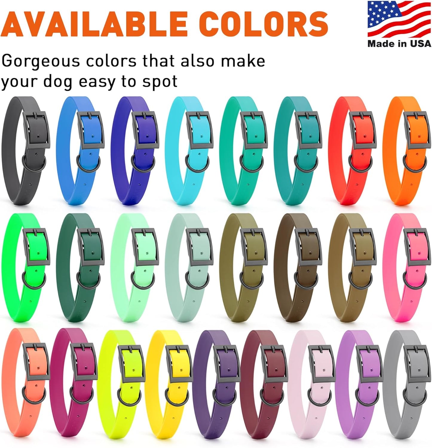 Dogline Biothane Waterproof Dog Collar Strong Coated Nylon Webbing with Black Hardware Odor- Proof for Easy Care Easy to Clean High Performance Fits Small Medium or Large Dogs, Magenta Pink