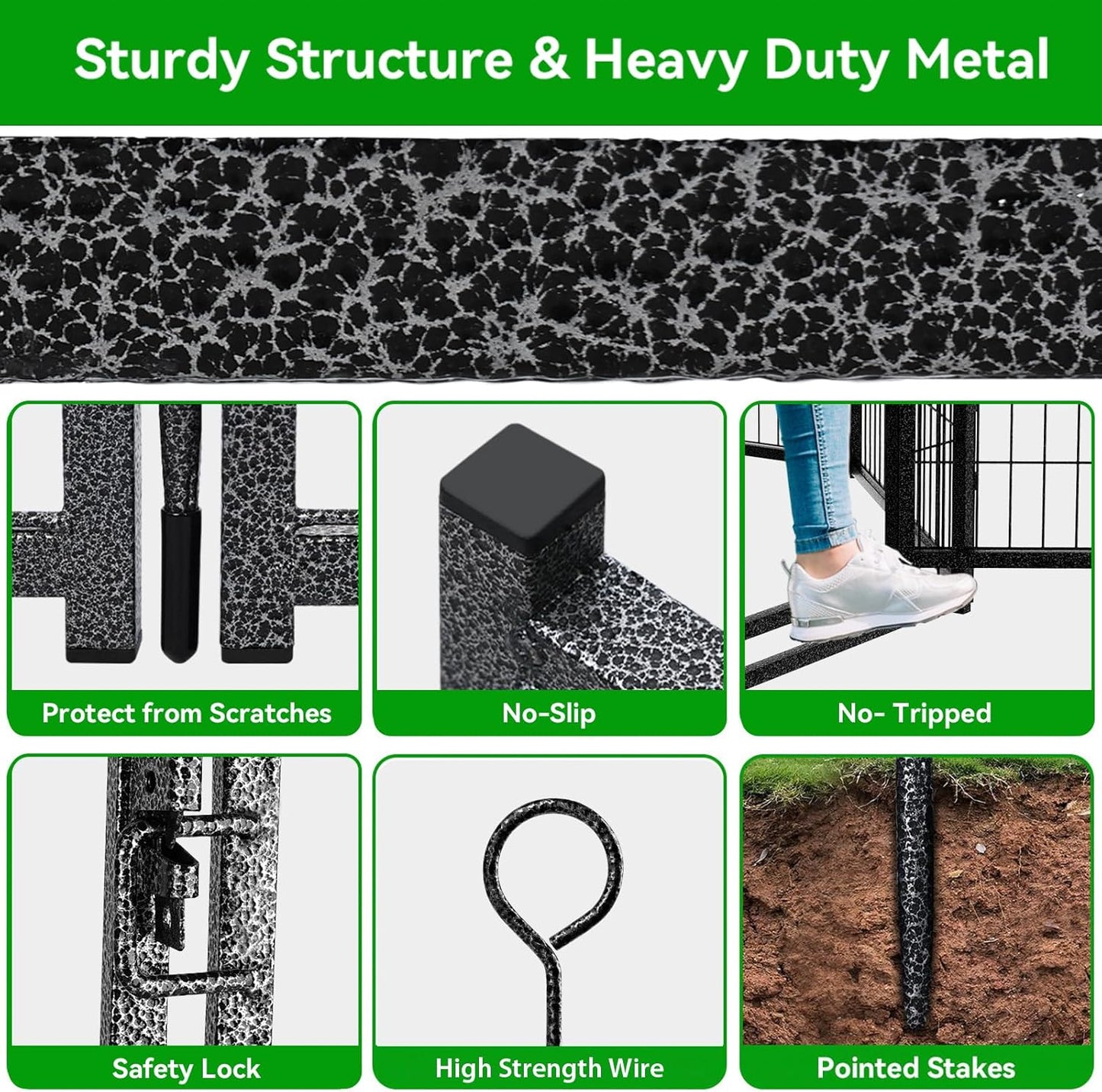 Dog Playpen Outdoor Extra Wide 32 Panels Heavy Duty Dog Fence 47" Height Anti-Rust with Doors Portable for RV Camping Yard, Total 84FT, 561 Sq.ft, Snowy Black