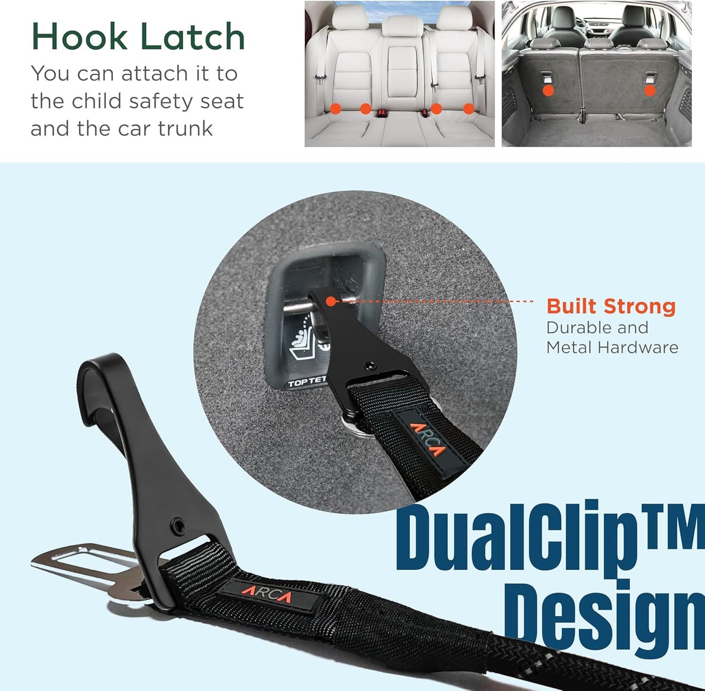 Dog Seat Belt for Car | Universal Dog Car Seatbelt | Durable Reflective Rope with Clip Hook Latch, Buckle and Carabiner- Safe and Secure Pet Safety Restraint (Pink)