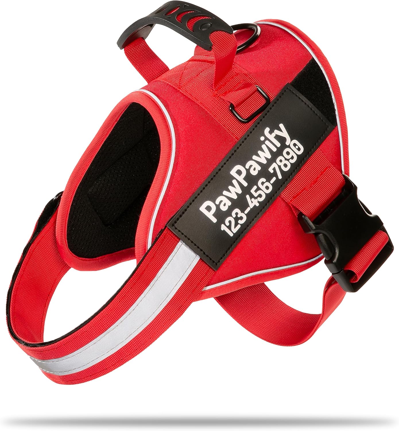 PawPawify Custom No Pull Dog Harness with Name and Phone Number, Heavy Duty Personalized Pet Vest to Prevent Tugging, Pulling, or Choking, Training and Walking (New Red, XXL (85-140 LBS))