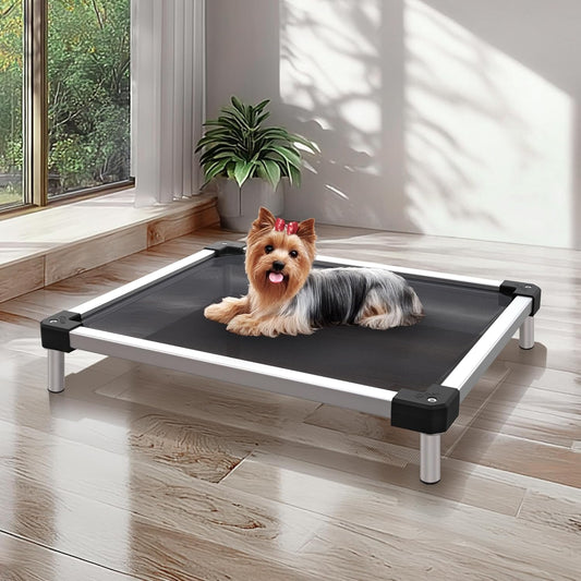 FXW TitanNest Chew-Proof Elevated Dog Bed, Raised Cot for Indoor/Outdoor/Camping Use, Durable & Waterproof Cooling Pet Bed for Toy Dogs, 24.0" L x 20.0" W x 4.1" H, Black