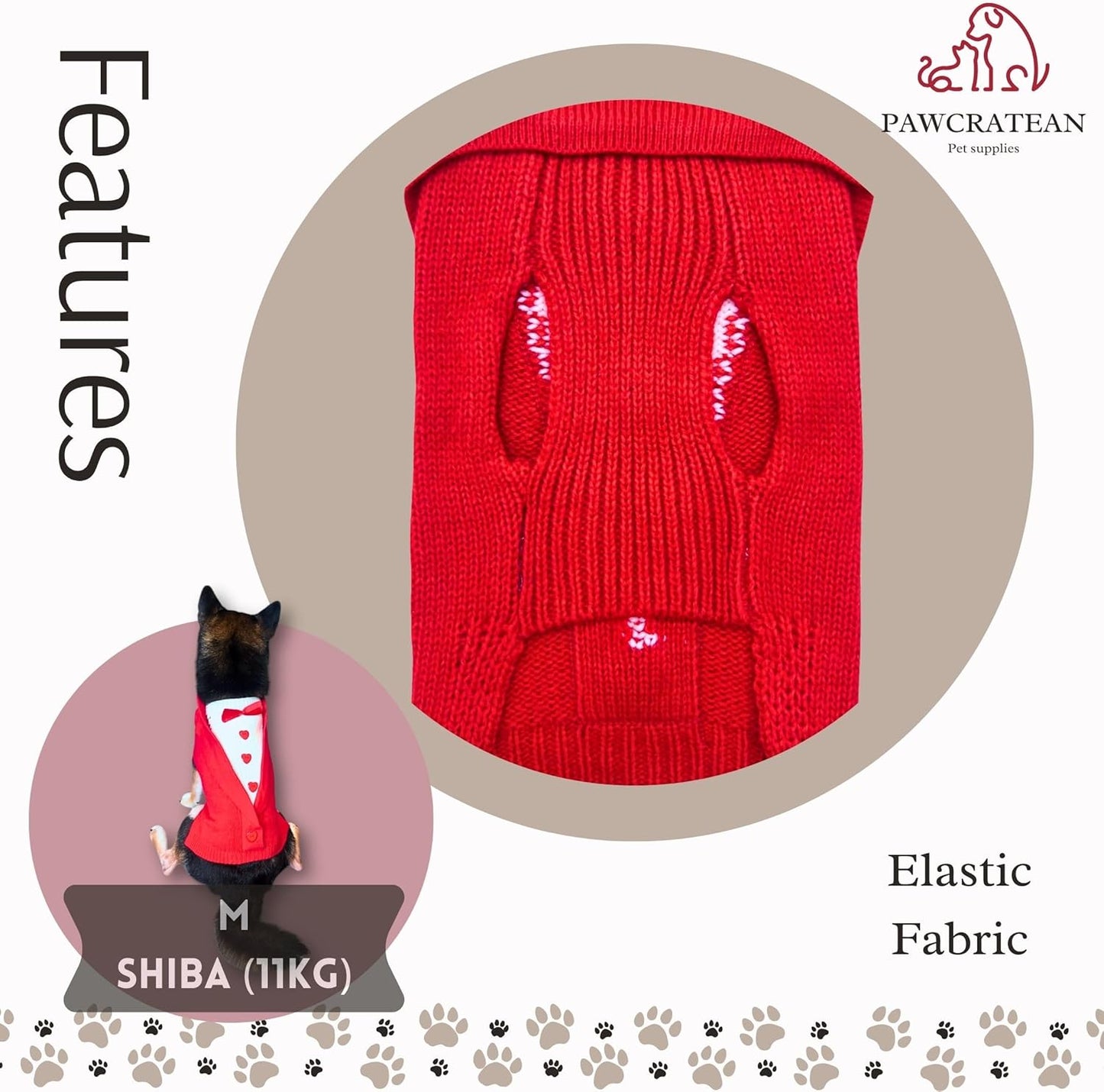 Cute Sweater for Dogs and Cats Soft Flannel Pet Outfit Warm and Cozy Animal Hoodie Small to Large Pet Clothes for Halloween Parties and Everyday Wear (Large, Red Bowtie)