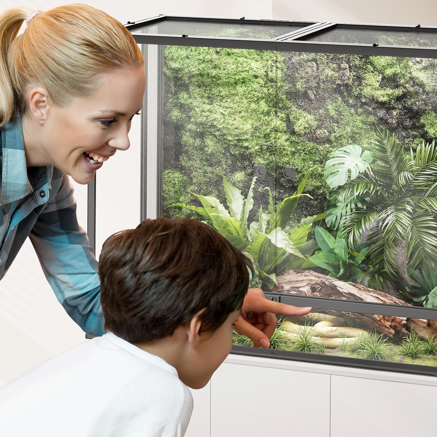 Erinnyees 74 Gallon Reptile Terrarium with Top Screen Ventilation, Snake Habitat with Heating Pad Space, Front Opening Reptile Vivarium with Sliding Cable Outlet for Leopard Geckos, Snakes, Turtles