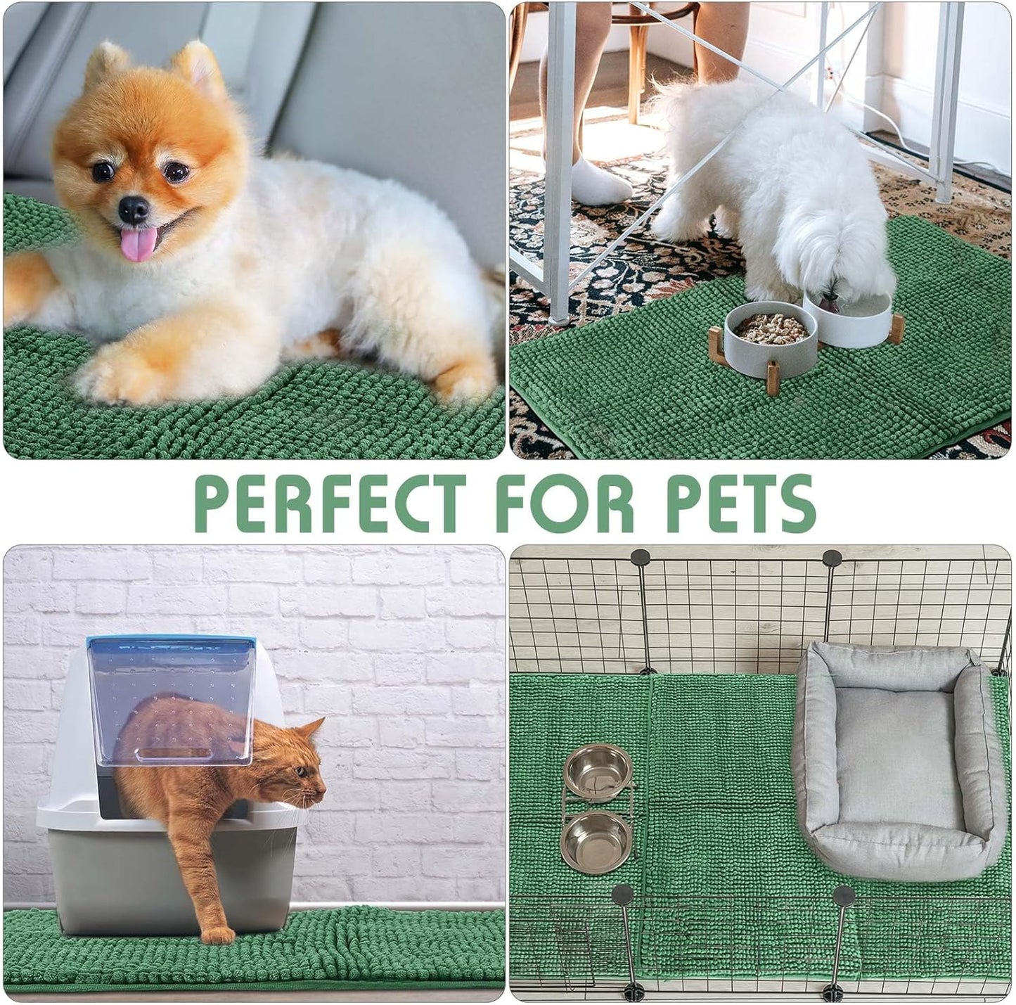 Amylove 4 Pcs Guinea Pig Cage Liner Guinea Pig Bedding Washable Fleece Pee Pads Reusable Small Animals Training Mat Small Animal Sleeping Bed for Bunny Hamster(Dark Green,16 x 24 Inch)