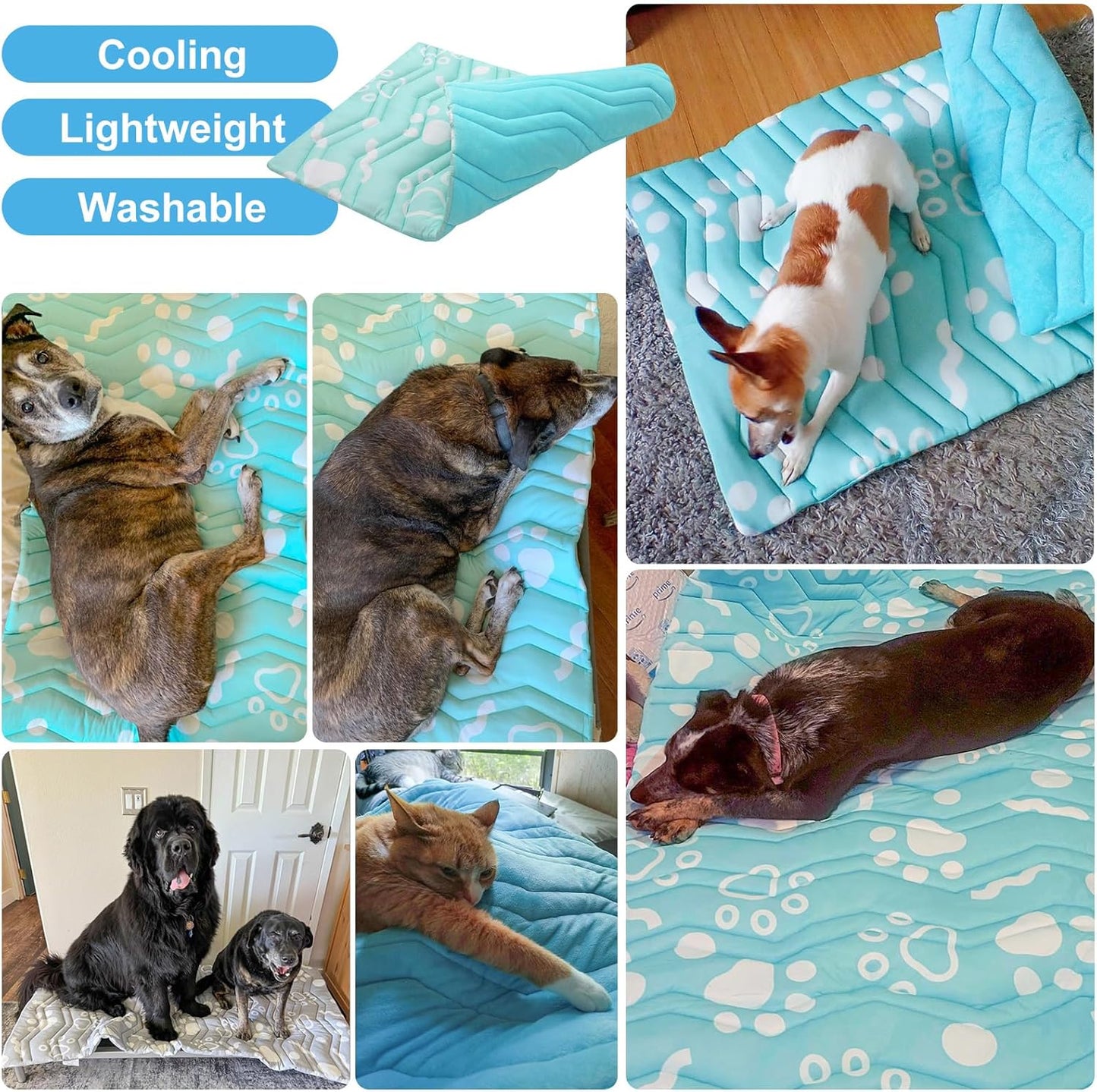 BEAUTYZOO Upgrade Dog Cooling Mat Extra Large, Reversible Self-Cooling Mat for Dogs, Thicken Pet Ice Cool Pad Blanket for Summer Kennel Sofa Bed Floor Car Seat, Machine Washable&Foldable, 48"x28"