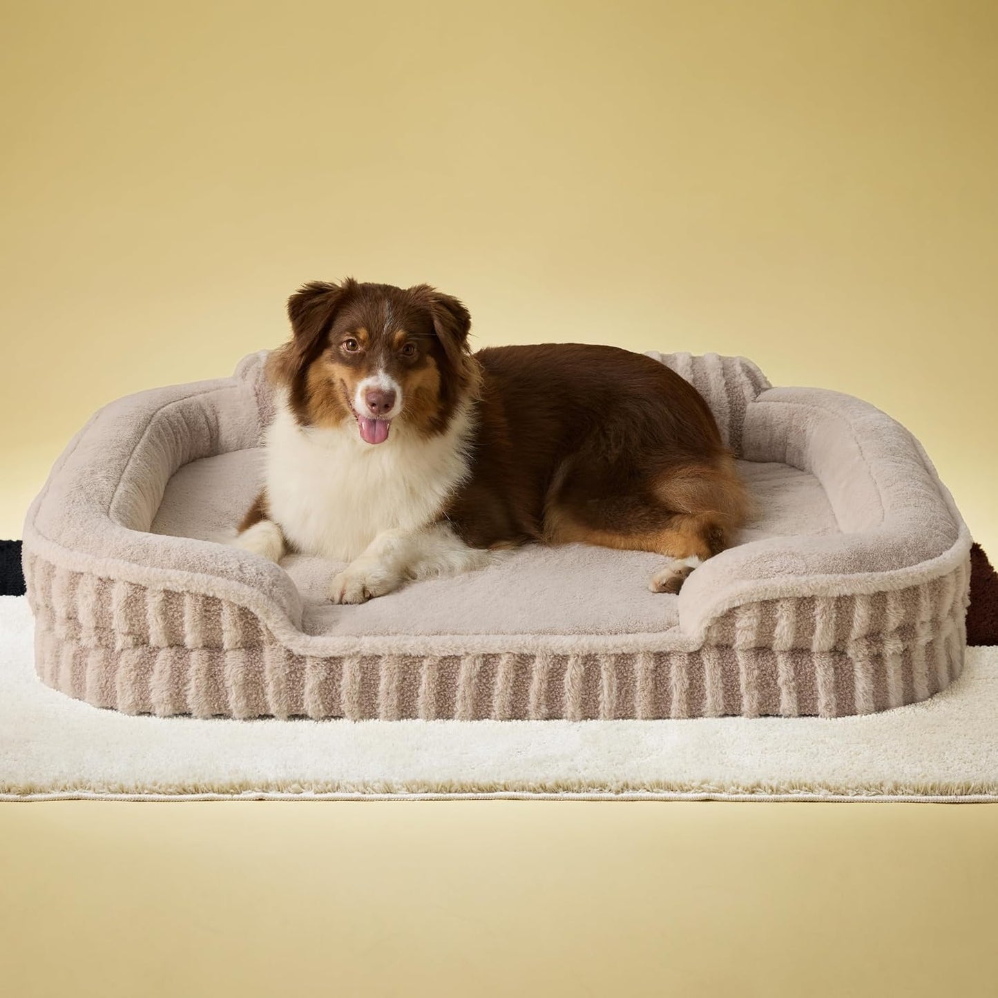 LE SURE Cute Dog Beds Large Sized Dog, Orthopedic Waterproof Large Pet Bed with Sides, Non-Slip Bottom and Egg-Crate Foam Pet Couch Sofa with Washable Removable Cover, Hazel