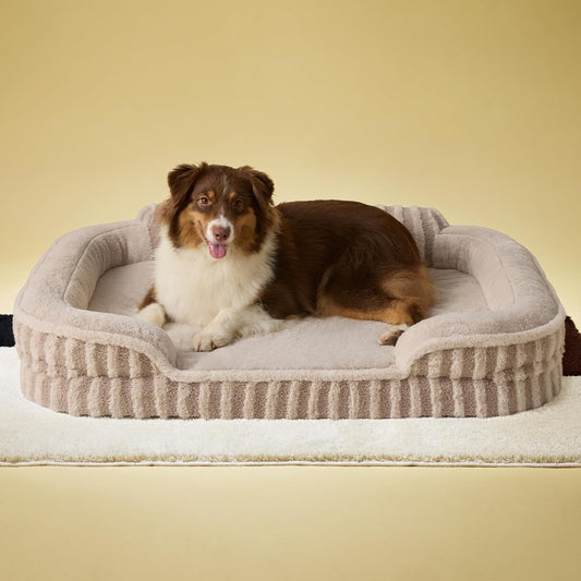 LE SURE Cute Dog Beds Large Sized Dog, Orthopedic Waterproof Large Pet Bed with Sides, Non-Slip Bottom and Egg-Crate Foam Pet Couch Sofa with Washable Removable Cover, Hazel