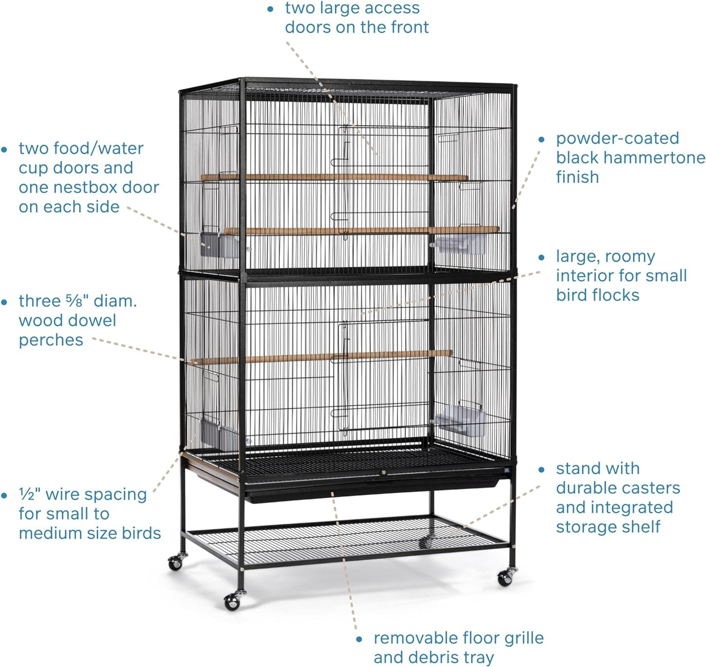 Prevue Pet Products Wrought Iron Flight Cage with Stand F040 Black Bird Cage, 31-Inch by 20-1/2-Inch by 53-Inch