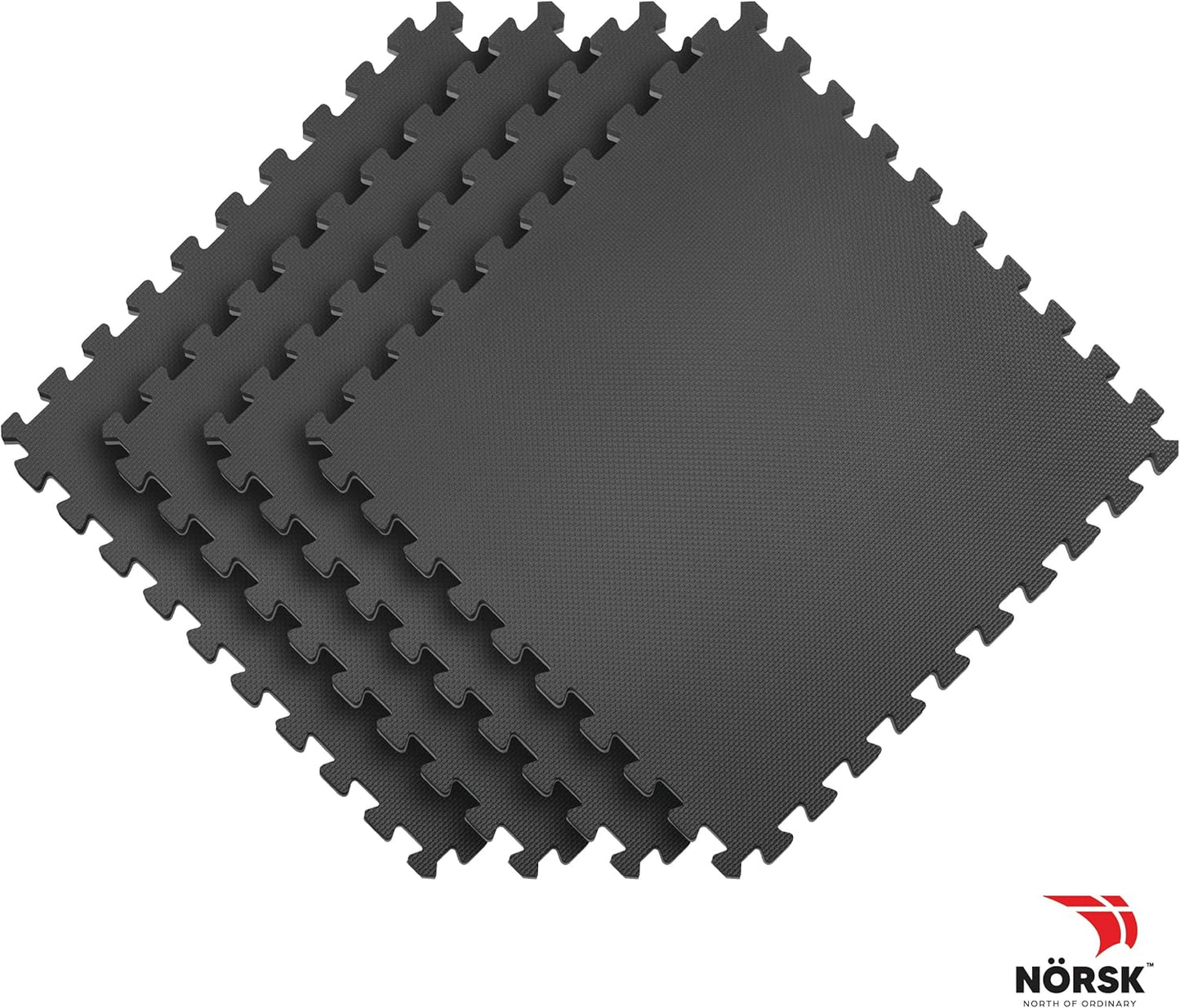 Norsk Multi-Purpose Reversible Floor Mats - EVA Interlocking Foam Tiles (Gray/Black 20 Tiles - 80 sq. Ft. 1/2" Thick)