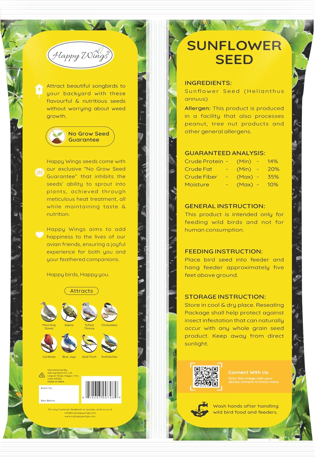 Nyjer Seed & Sunflower Seeds Wild Bird Food Combo - 5 Pound Pack I No Grow Seed I Bird Food for Wild Birds