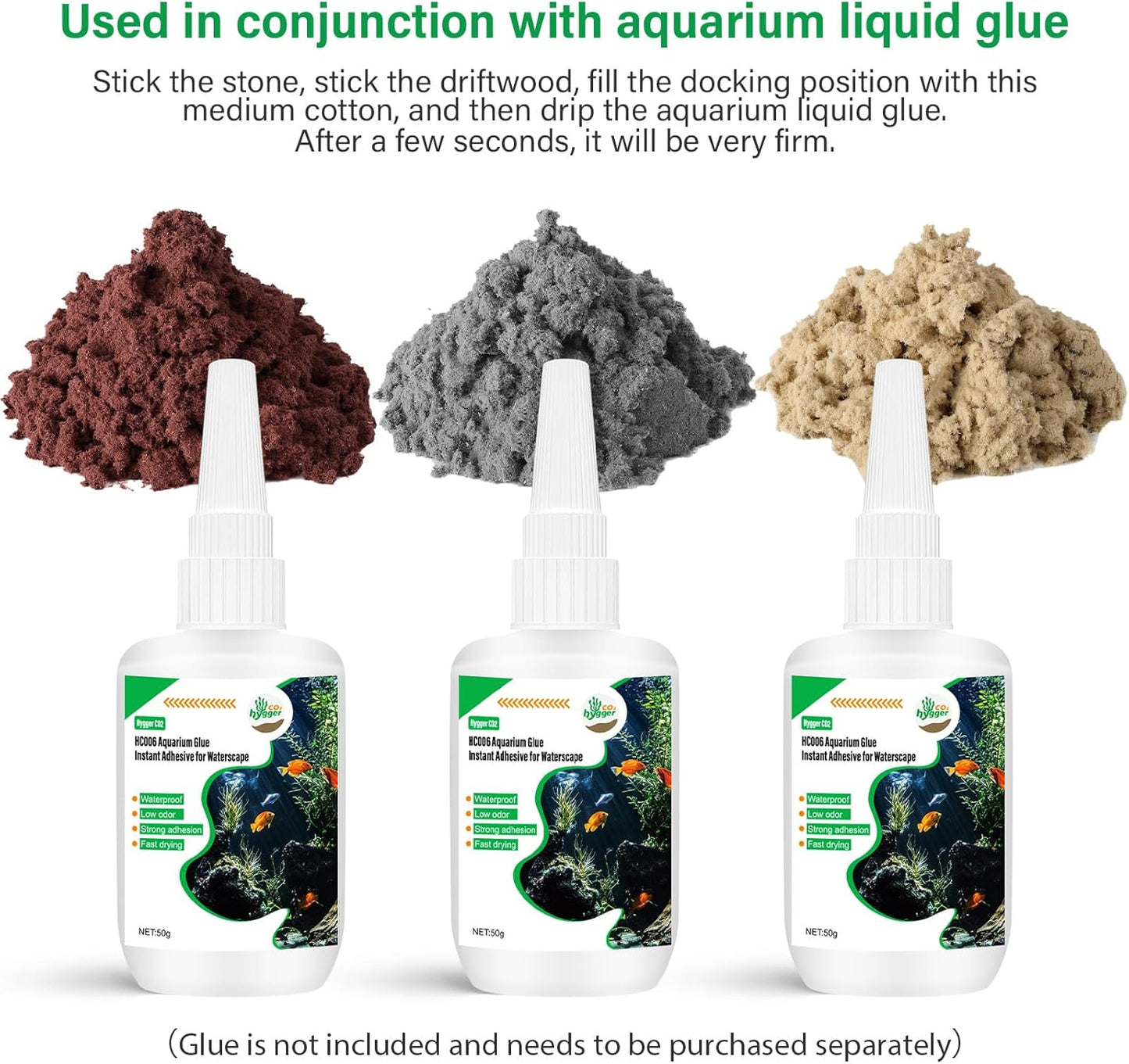 Cotton Wool for Aquascape- Gap Filler Cotton for Rocks & Wood | Aquarium Safe Bonding Material | Secure Adhesive Helper (Brownish red(Driftwood Color))