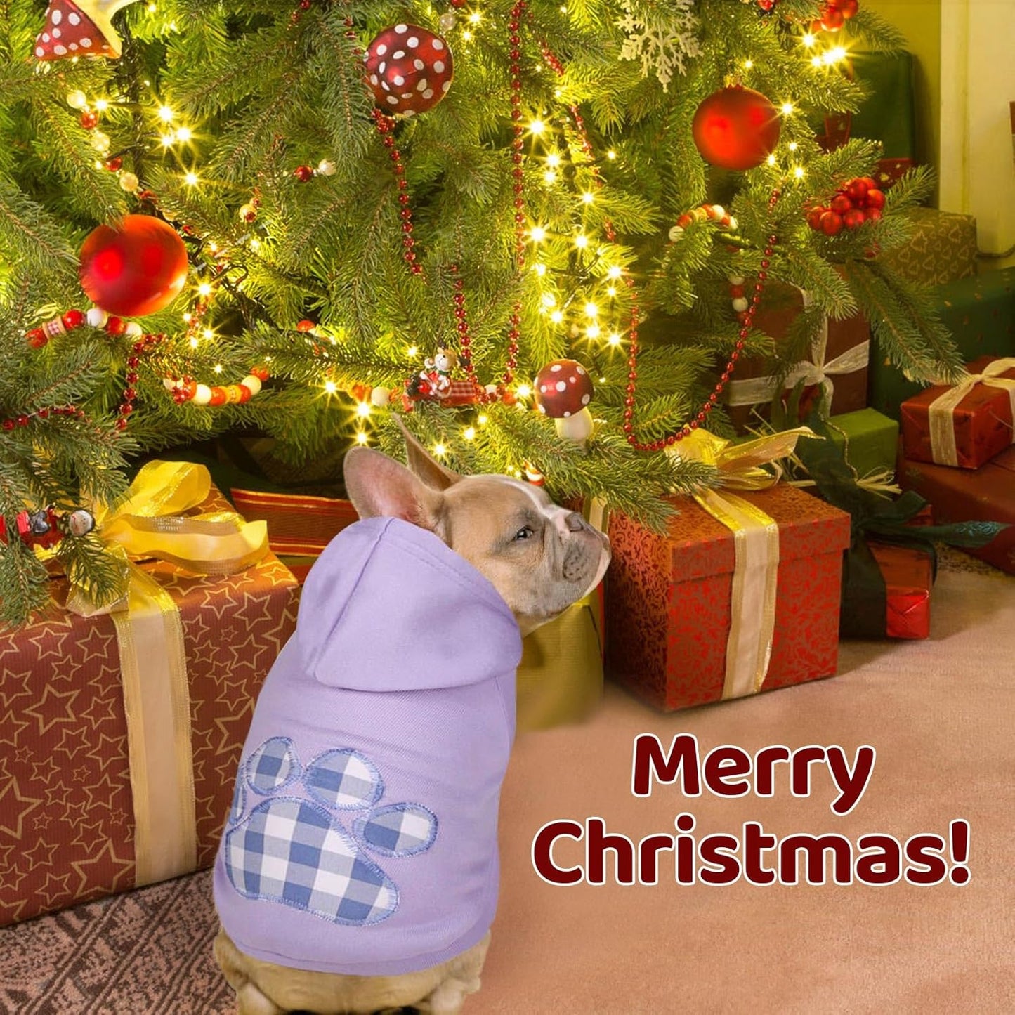 SAWMONG Dog Hoodie,Flannel Pet Hooded Sweater with Hat Puppy Pullover Sweater Shirt,Dog (Purple,M)