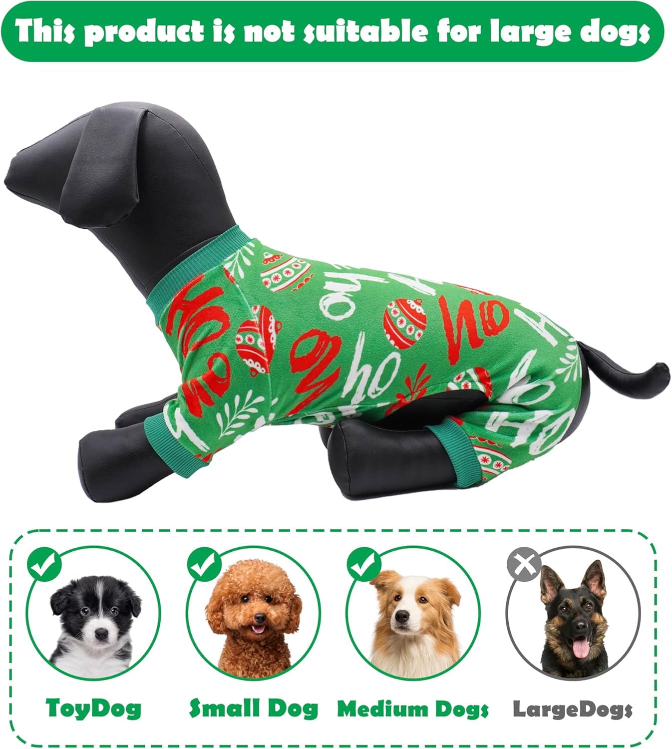PET SHOW 4 Pack Small Dog Christmas Pajamas Holiday Dog Clothes Doggies Girl Boy Soft Stretchy PJs Xmas Jumpsuit Puppy Cats Onesies Red Green Outfits with Sleeve Pets Dachshund Costume S