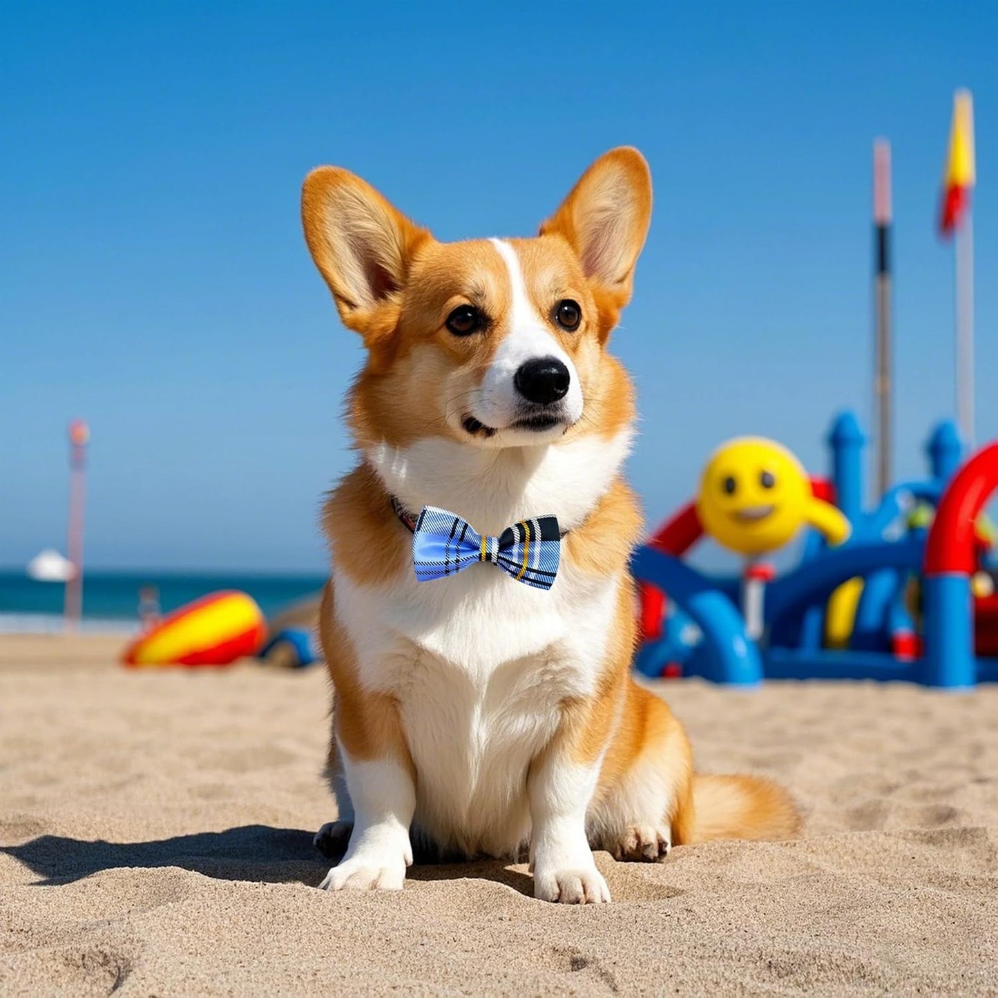 PET SHOW 8pcs Plaid Small Dogs Collar Bow Ties Puppies Cats Collar Charms Accessories Slides Attachment Bowties for Birthday Wedding Parties Assorted