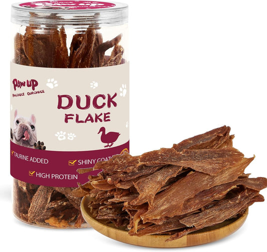 PAWUP Dog Treats Jerky Duck Crisp Flakes, 1% Taurine Added, 6oz (170g), Duck Jerky Chip Flakes, High Protein Dog Training Rewards, Rawhide-Free, Gluten-Free