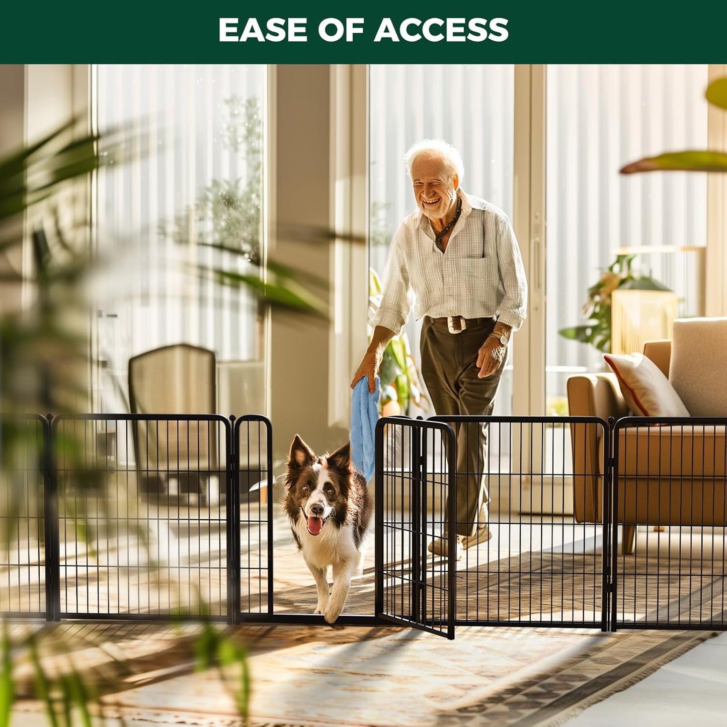 FXW Homeplus Unleashed Indoor Dog Playpen - Stress-Free and Safe Play, Heavy Duty 32 Inch 12 Panels Dog Pen for Small and Medium Dogs, Black│Patented