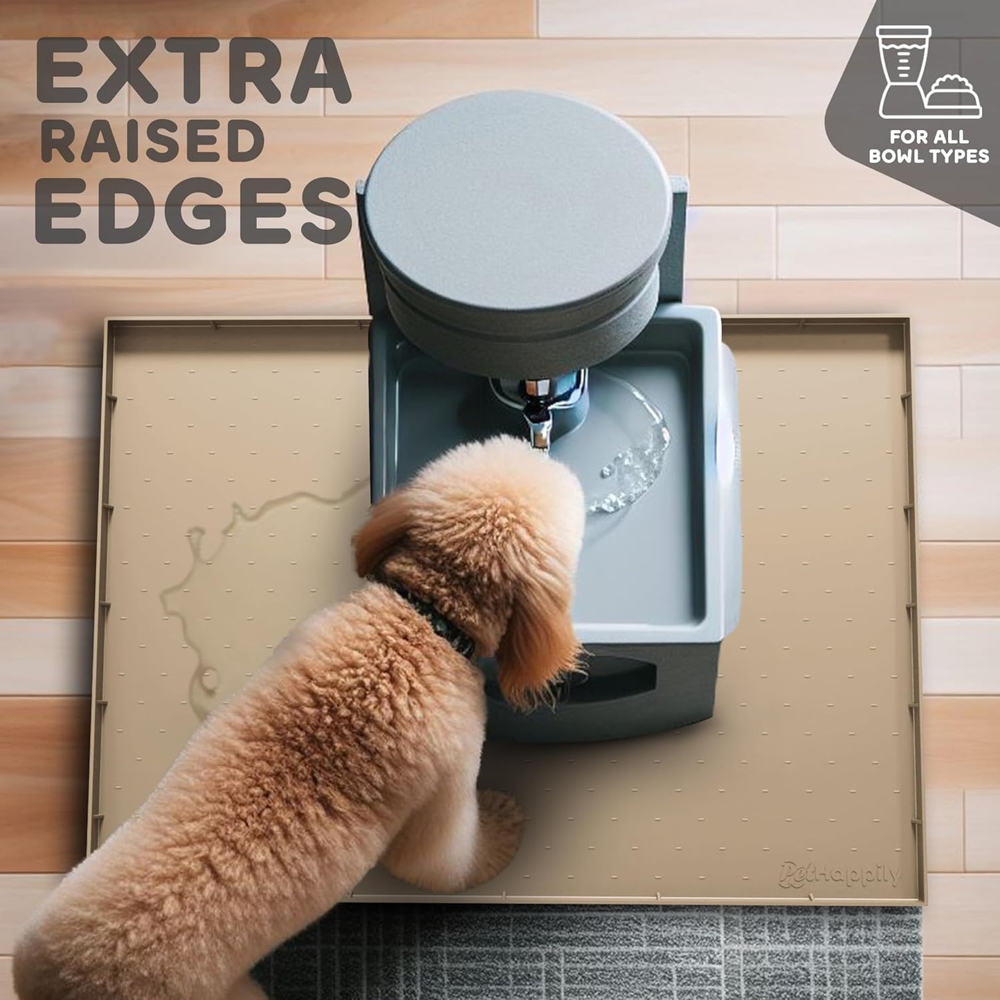 32x24x1” XL Dog Food Mat - All Purpose Under Sink Liner, Washer and Dryer Covers for The Top, Silicone Griddle Mat for Blackstone - Raised Edges Dog Mat for Food and Water Prevent Spill, Waterproof