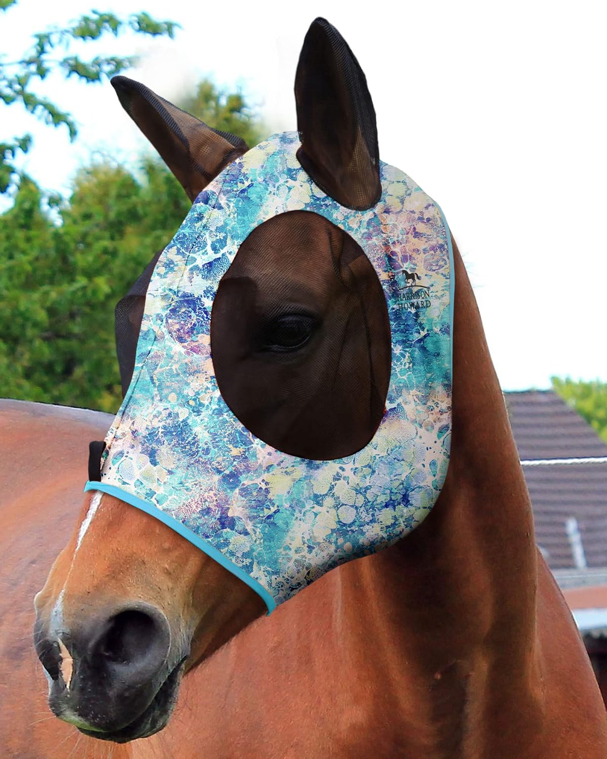 Harrison Howard Super Comfort Stretchy Fitting Horse Fly Mask with UV Protection Soft on Skin with Breathability Pastel Mix Pony