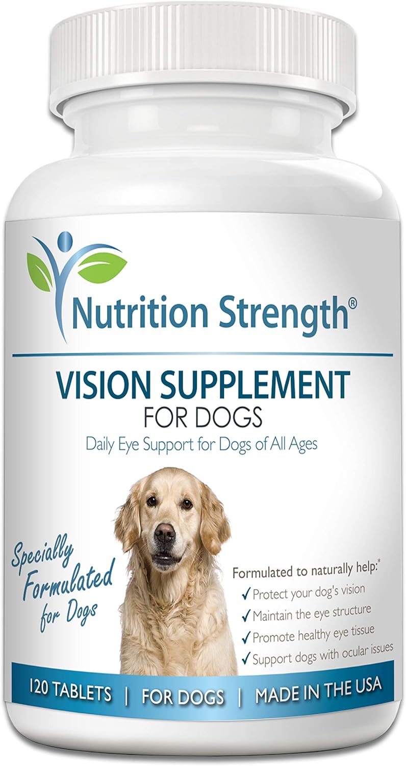 Eye Care for Dogs Daily Vision Supplement with Lutein, Zeaxanthin, Astaxanthin, CoQ10, Bilberry Antioxidants, Vitamin C, Vitamin E Support for Dog Eye Problems, 120 Chewable Tablets
