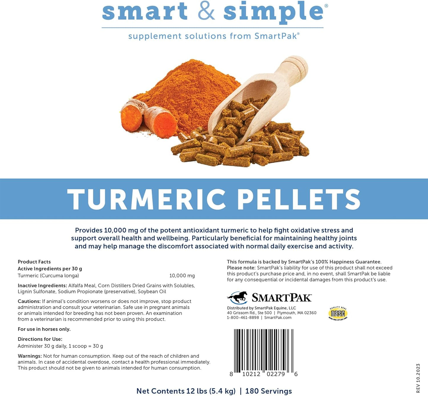 Senior Support SmartPak | Prebiotics and Probiotics | Turmeric Supplement | Flax Seed for Skin & Coat Health | Antioxidant Support for Senior Horses | 28 Days Supply