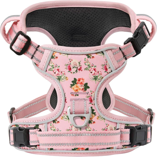 Timos Dog Harness, No-Pull Pet Harness with 2 Leash Clips, 3 Snap Buckles Adjustable Soft Padded Dog Vest, Reflective No-Choke Pet Oxford Vest with Easy Control Handle for Small Medium Large Dogs