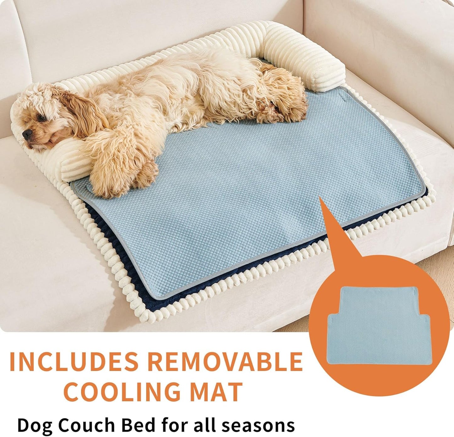 HAOMAIJIA Dog Couch Bed for Large Dogs, Non Slip Pet Couch Covers for Sofa Thick Soft Washable Dog Couch Cover Protector All Seasons Universal Dogs and Cats Bed Mat (Navy Blue, Large)